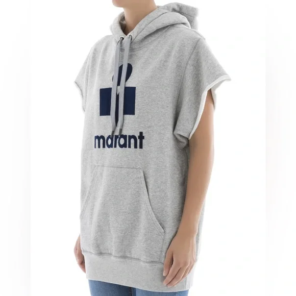 Isabel Marant Gray Cut Off Hoodie Small 36 Logo - Picture 2 of 8